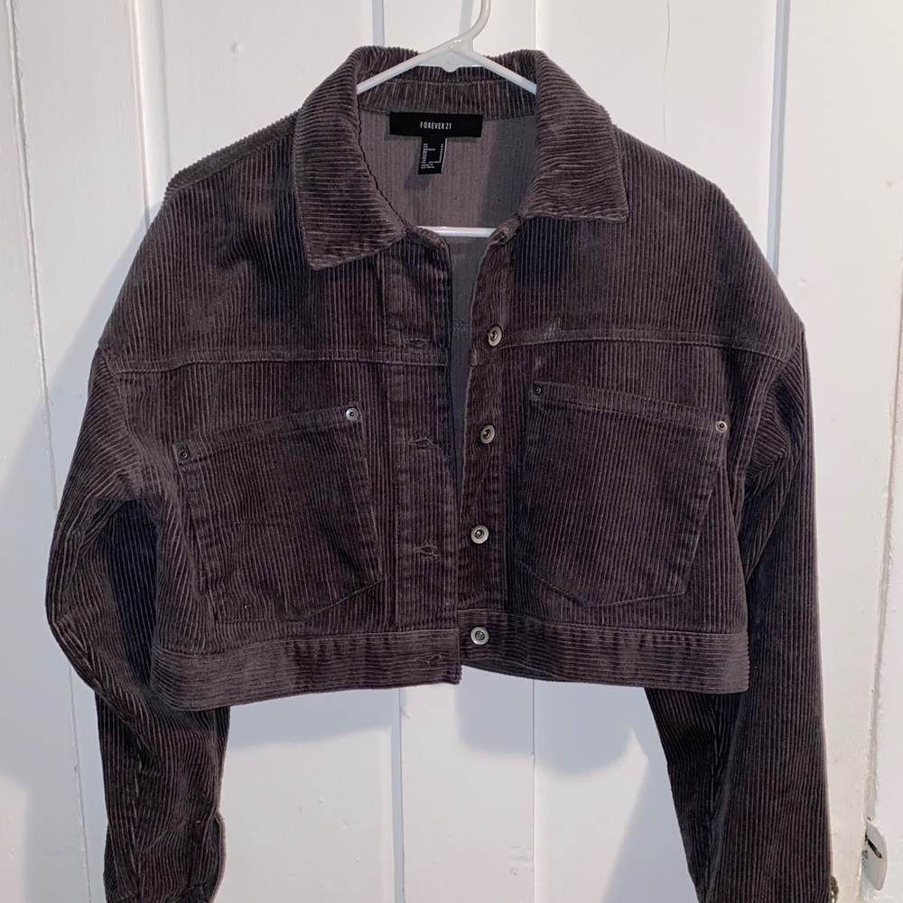 Forever 21 gray Cropped corduroy jacket